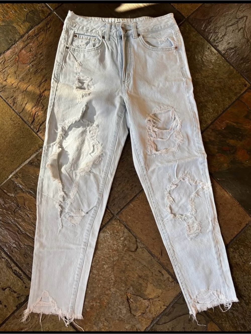 Garage Distressed Light Blue Denim Jeans